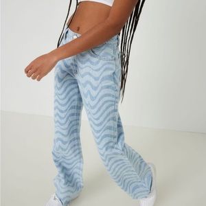 garage wide leg jeans - hazy blue